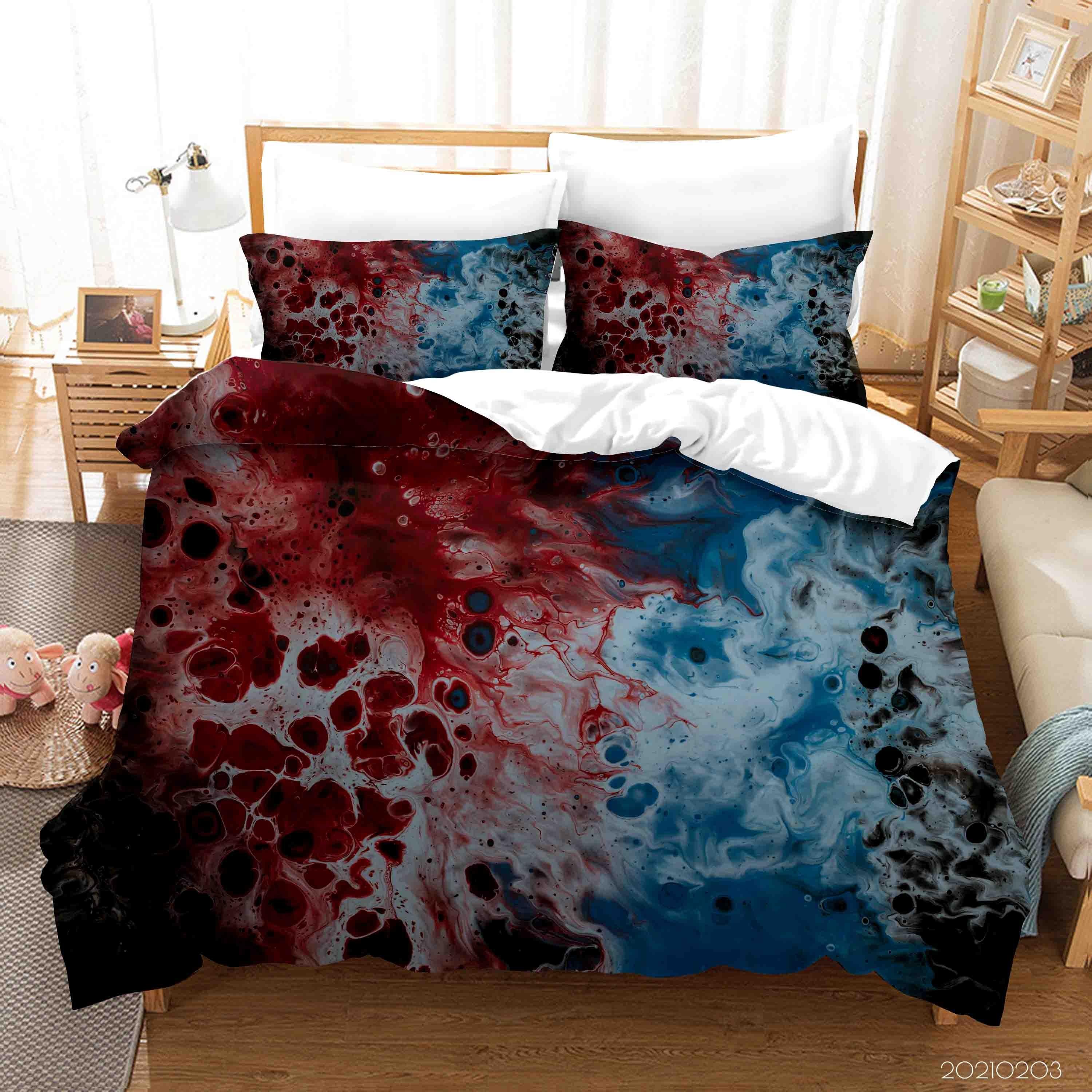 3D Abstract Blue Marble Quilt Cover Set Bedding Set Duvet Cover Pillowcases 65- Jess Art Decoration