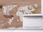 3D world map hot air balloon sailboat wall mural wallpaper 15- Jess Art Decoration