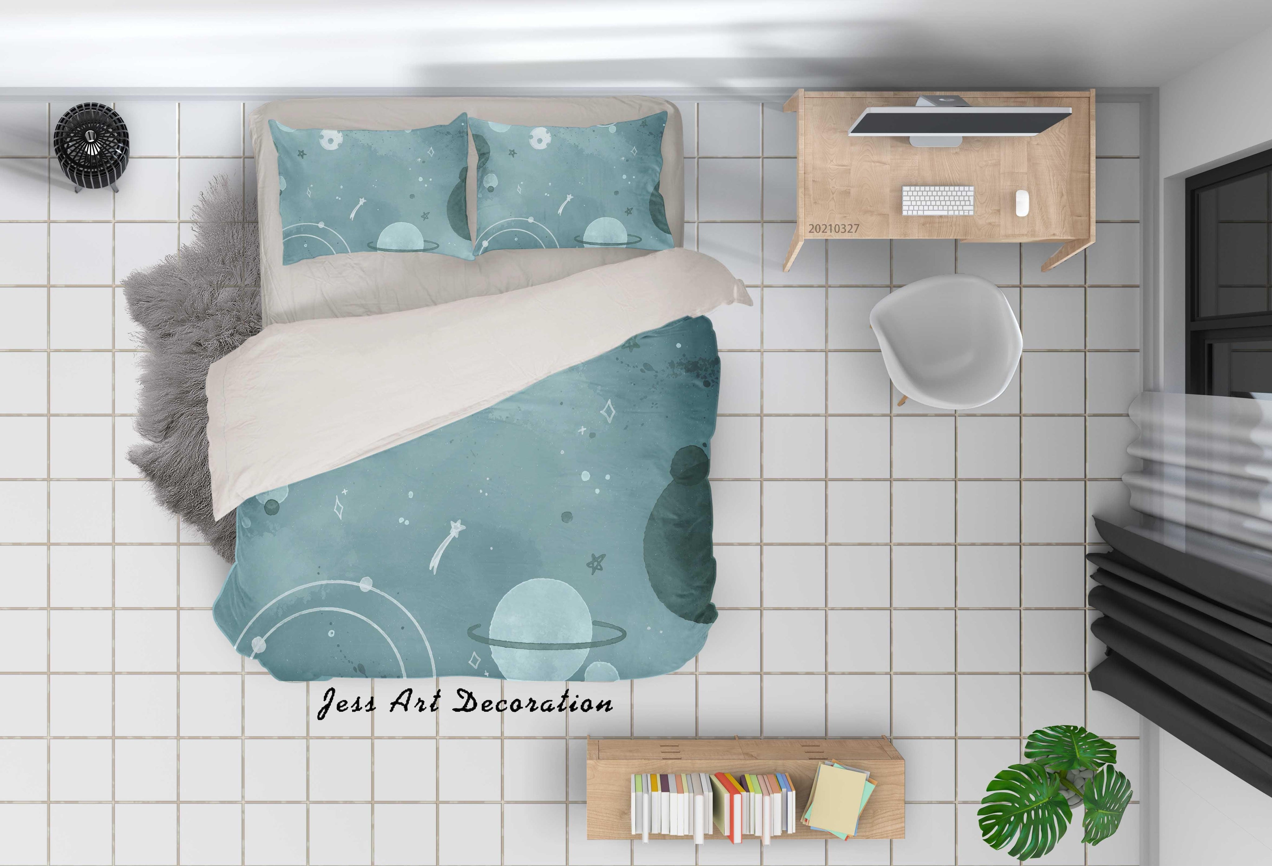 3D Watercolor Space Planet Quilt Cover Set Bedding Set Duvet Cover Pillowcases 38- Jess Art Decoration