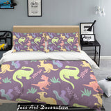 3D Colorful Dinosaur Pattern Quilt Cover Set Bedding Set Pillowcases 18- Jess Art Decoration