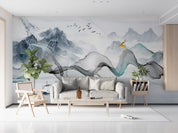 3D Abstract Art Mountain Bird Deer Ink Landscape Wall Mural Wallpaper GD 2458- Jess Art Decoration