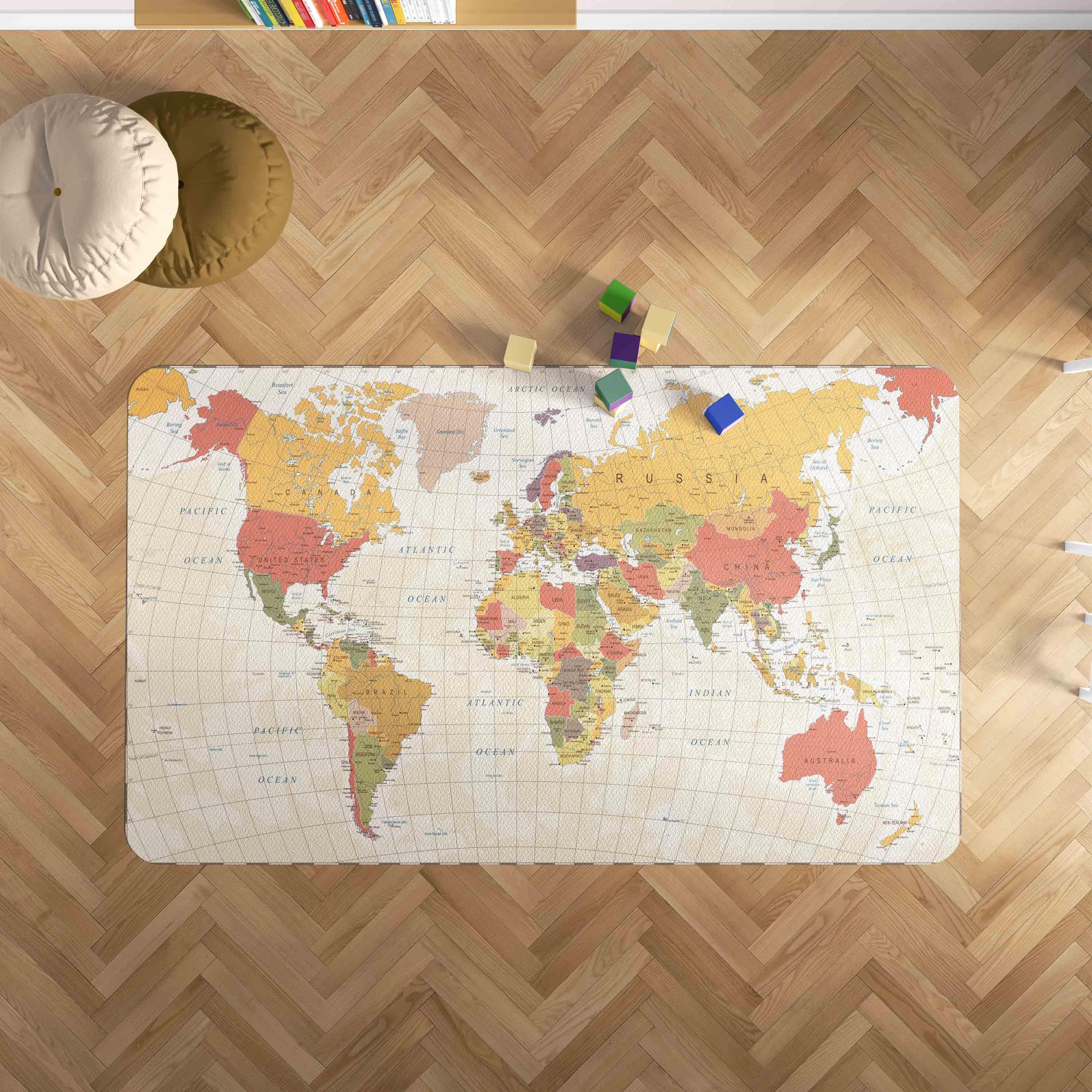 3D World Map Non-Slip Rug Mat 179- Jess Art Decoration
