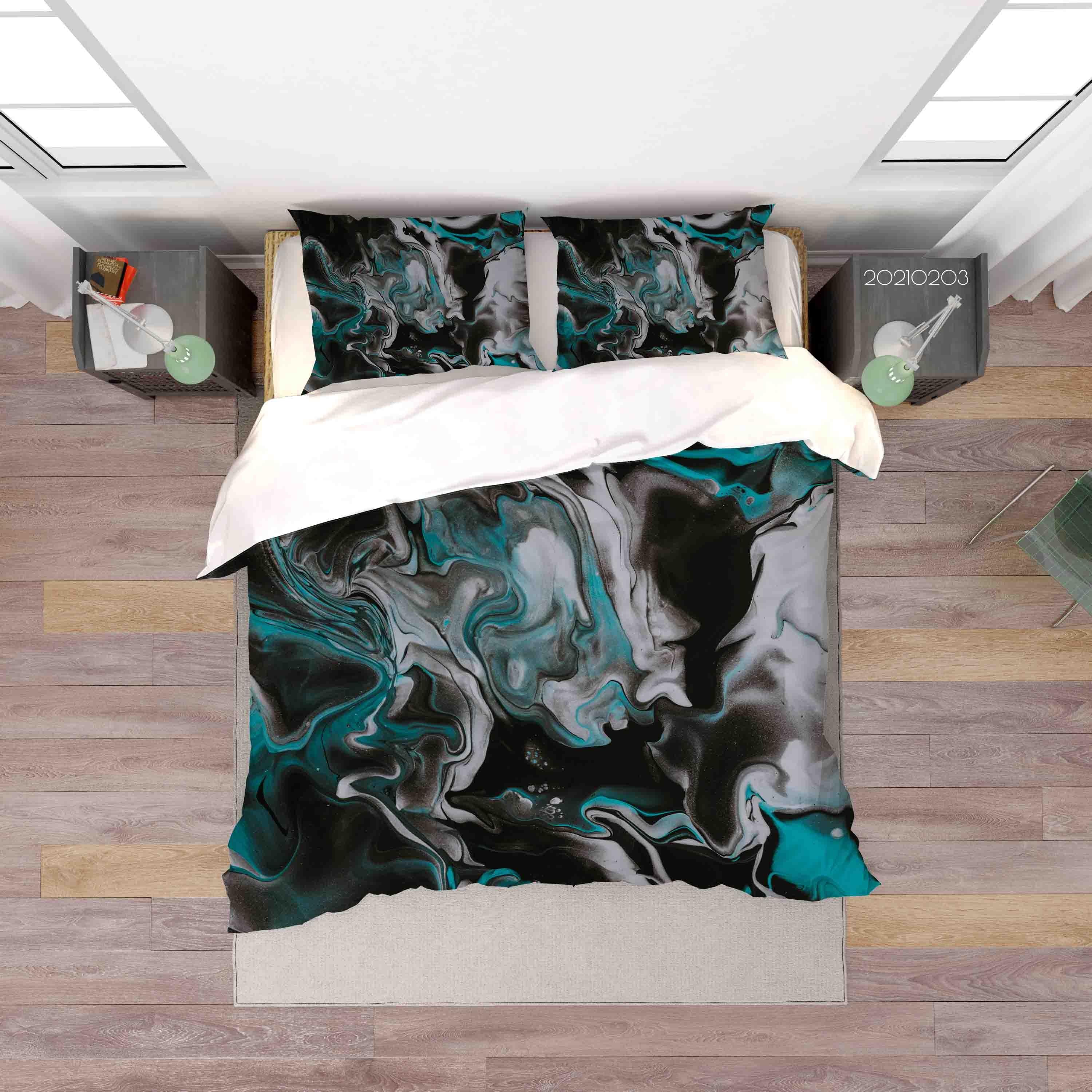3D Abstract Green Marble Texture Quilt Cover Set Bedding Set Duvet Cover Pillowcases 72- Jess Art Decoration