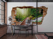 3D Brick Forest Track Wall Mural Wallpaper sww 289- Jess Art Decoration