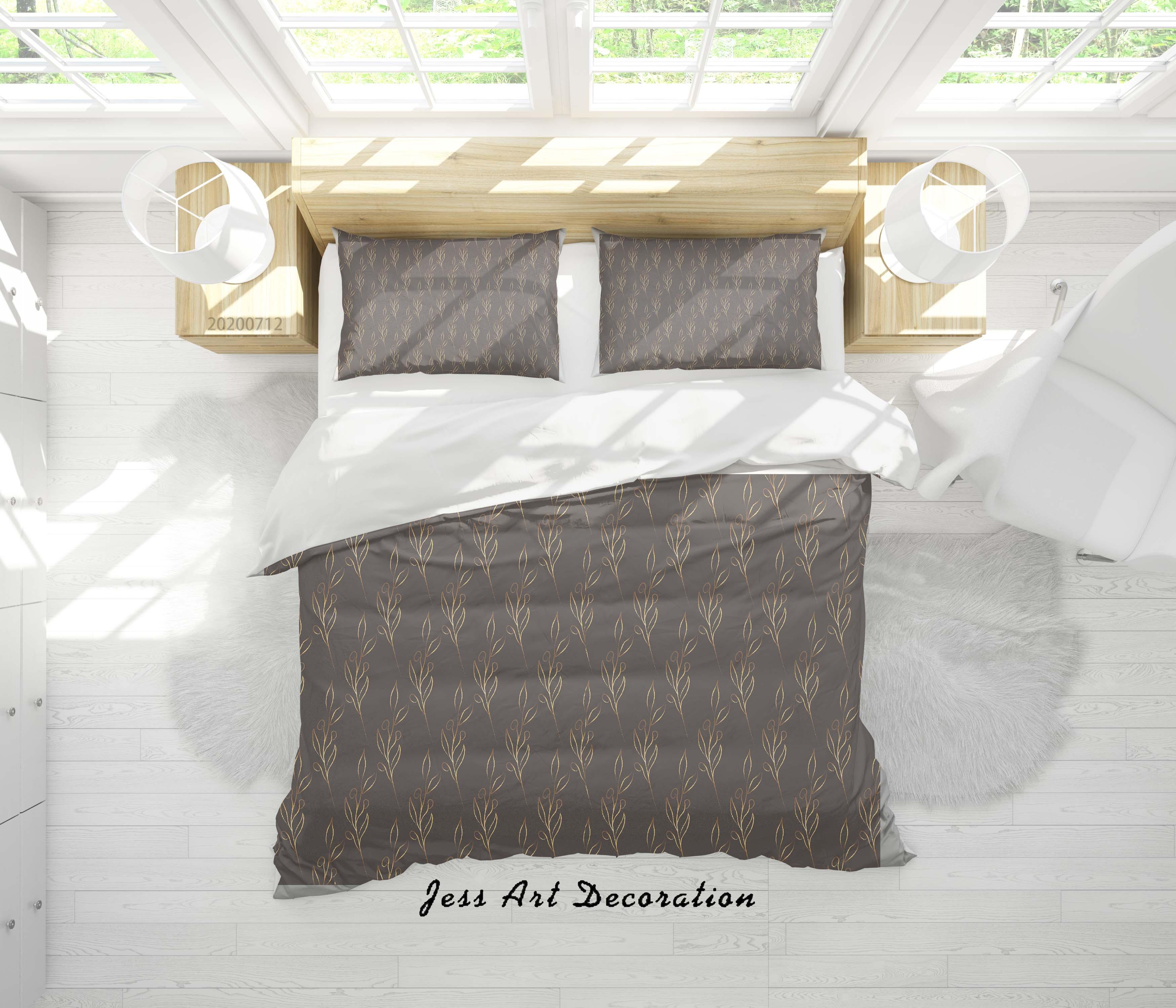 3D Abstract Vintage Dark Line Floral Pattern Quilt Cover Set Bedding Set Duvet Cover Pillowcases WJ 4107- Jess Art Decoration