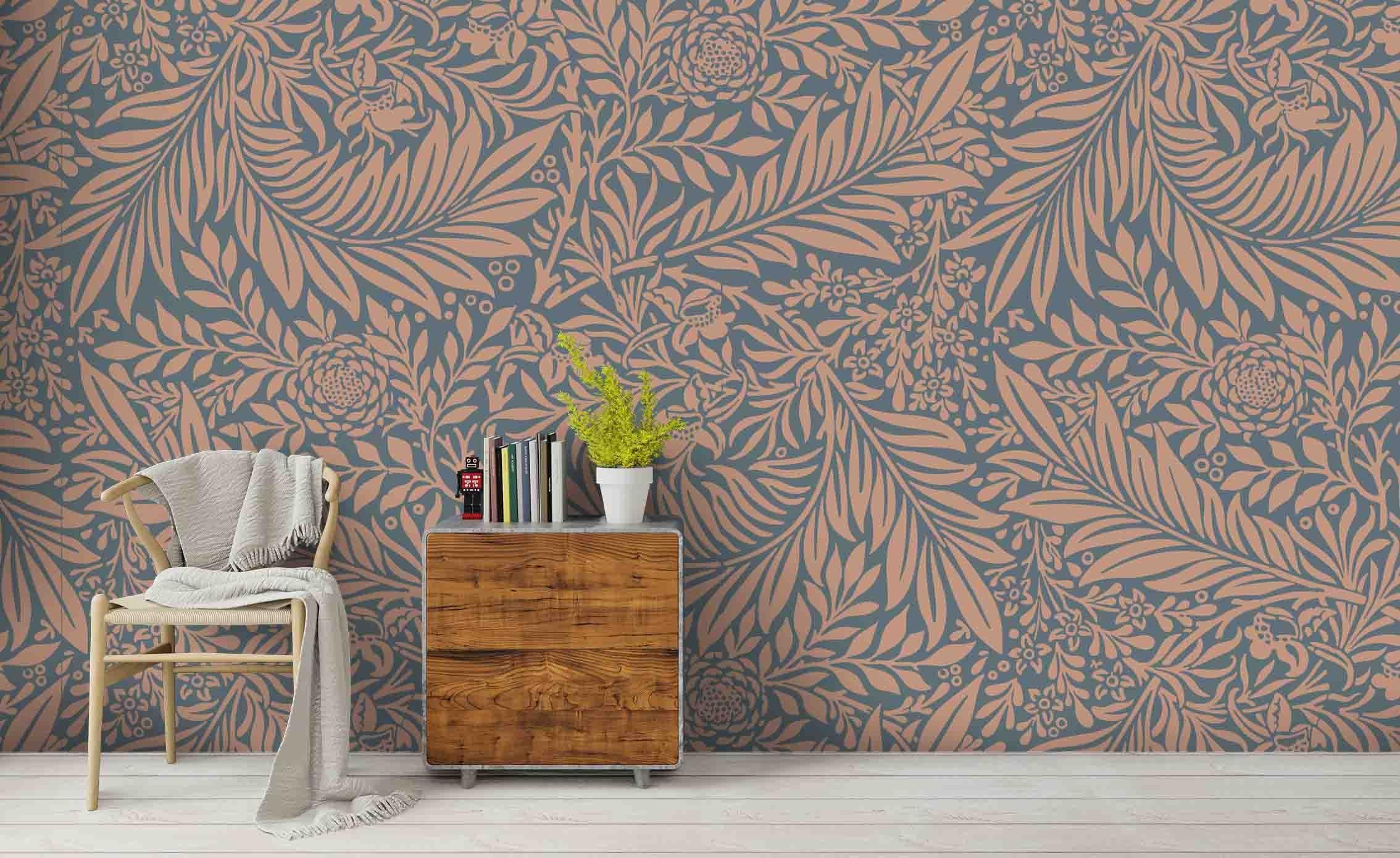 3D Brown Floral Leaves Wall Mural Wallpaper A151 LQH- Jess Art Decoration