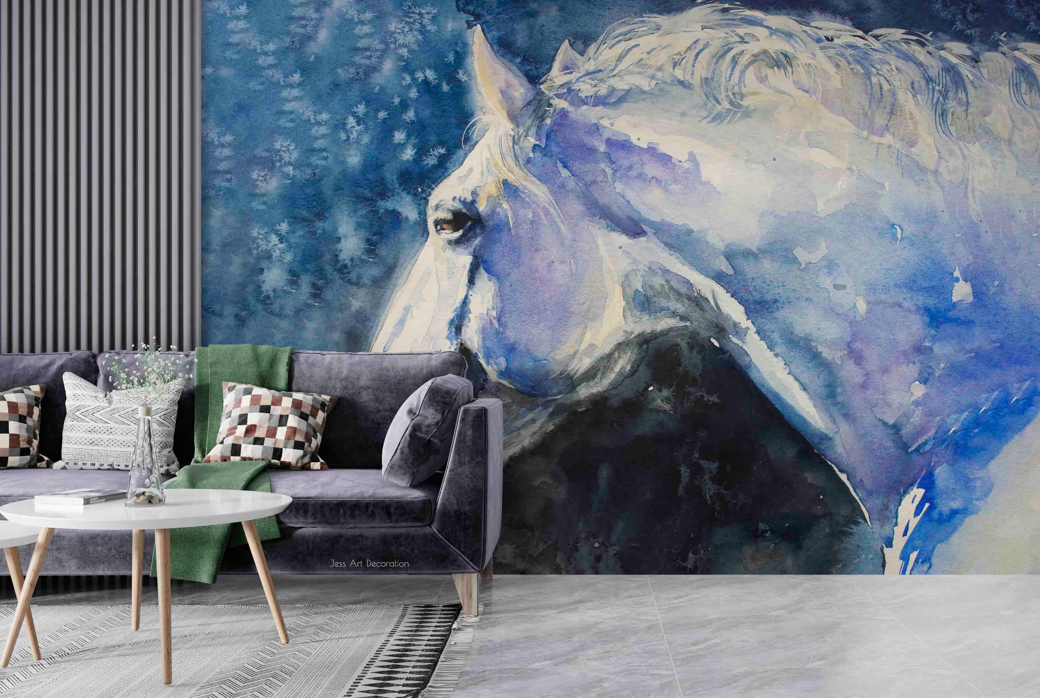 Steed Avatar Watercolor Contemporary Wallpaper contemporary street art wall mural for creative room or feature wall - view 2