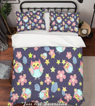 3D Color Cartoon Owls Flowers Pattern Quilt Cover Set Bedding Set Pillowcases  70- Jess Art Decoration