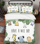 3D Cartoon Animals Quilt Cover Set Bedding Set Pillowcases  22- Jess Art Decoration