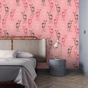 3D Deer Pink Wall Mural Wallpaper 59- Jess Art Decoration