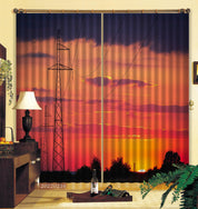 3D Wood Frame Red Sky Sunrise Scenery Curtains and Drapes GD 2231- Jess Art Decoration