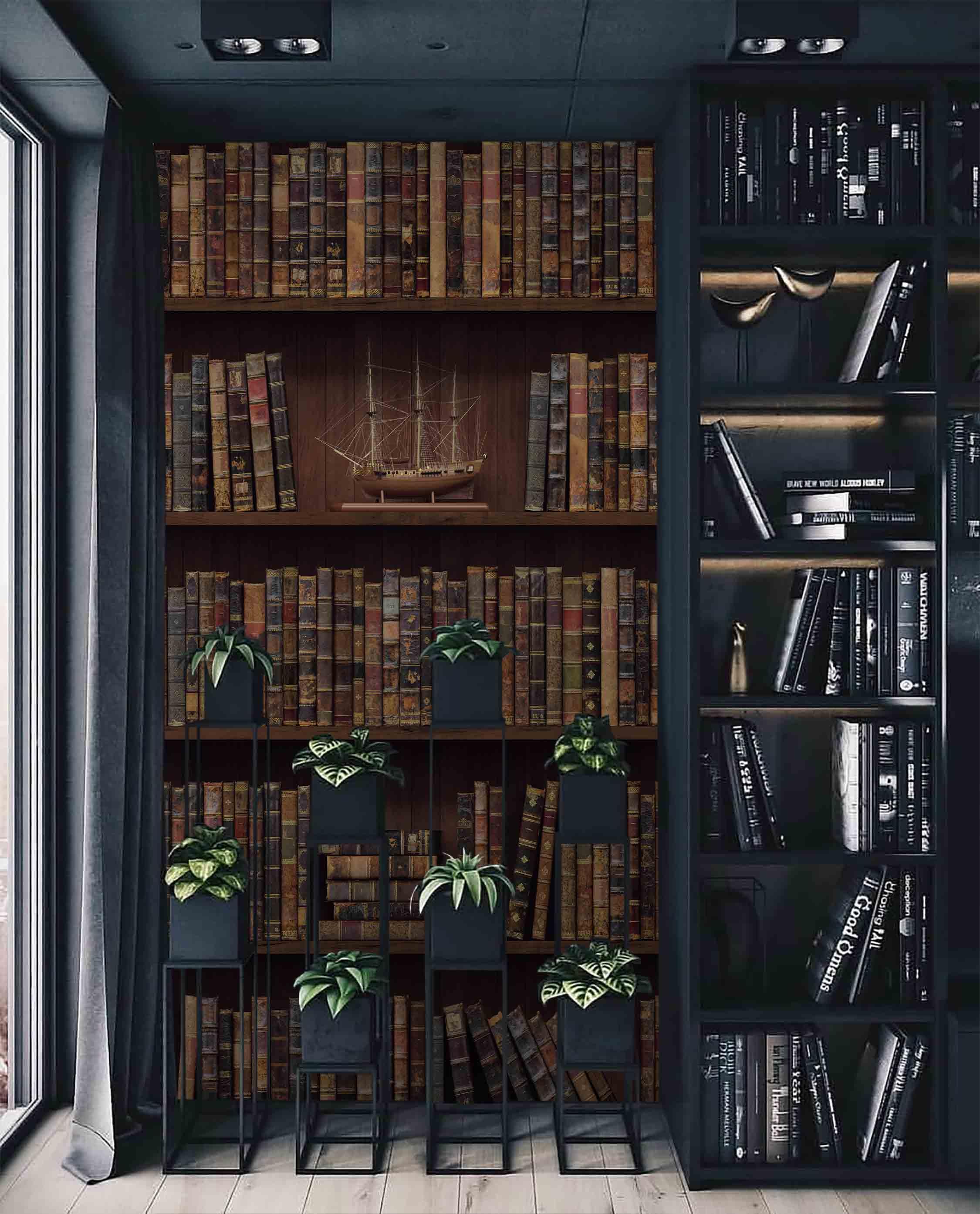 3D bookshelf pattern wall mural wallpaper 44- Jess Art Decoration