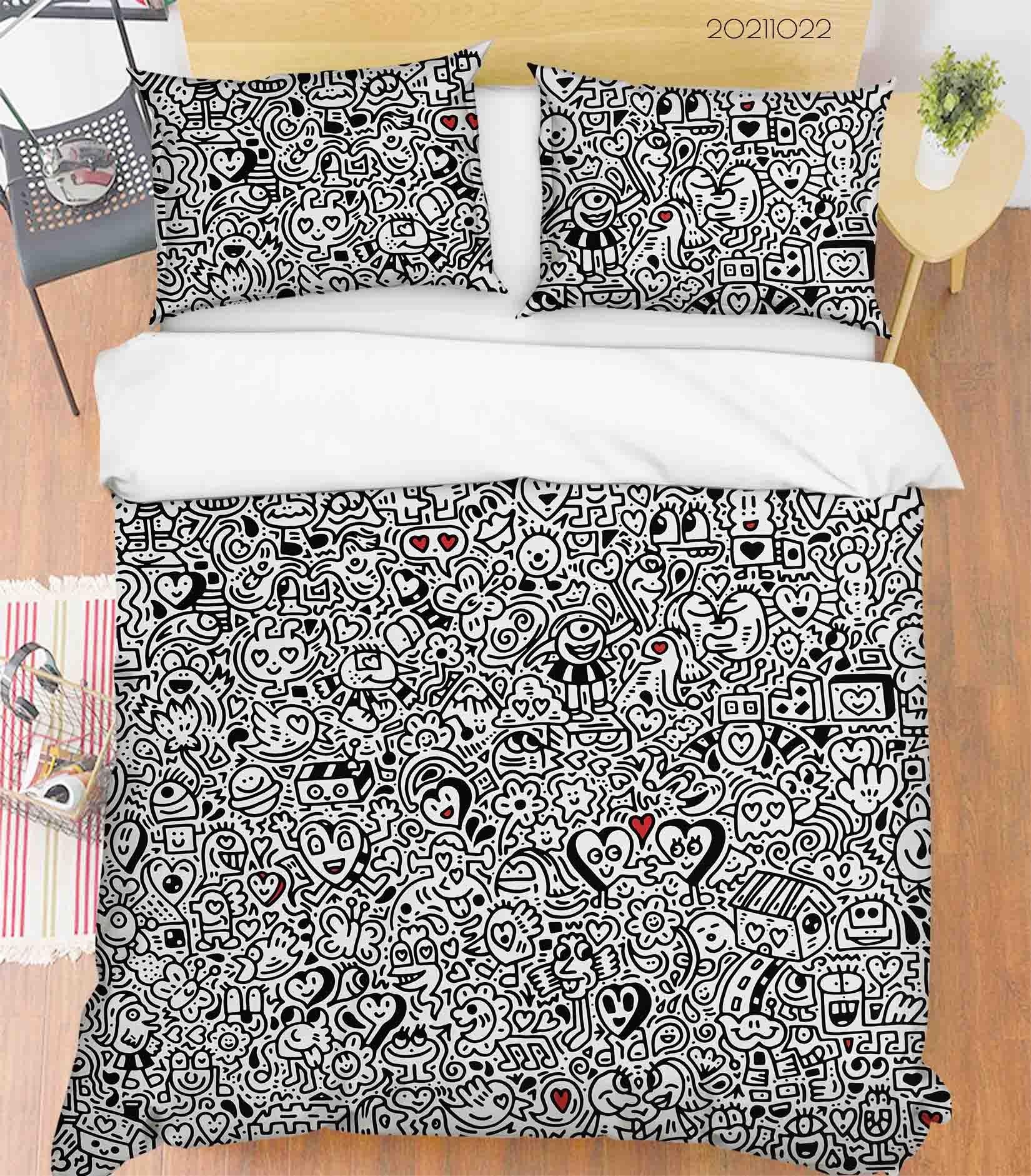3D Gray Monster Art Graffiti Quilt Cover Set Bedding Set Duvet Cover Pillowcases 1- Jess Art Decoration