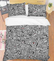 3D Gray Monster Art Graffiti Quilt Cover Set Bedding Set Duvet Cover Pillowcases 1- Jess Art Decoration