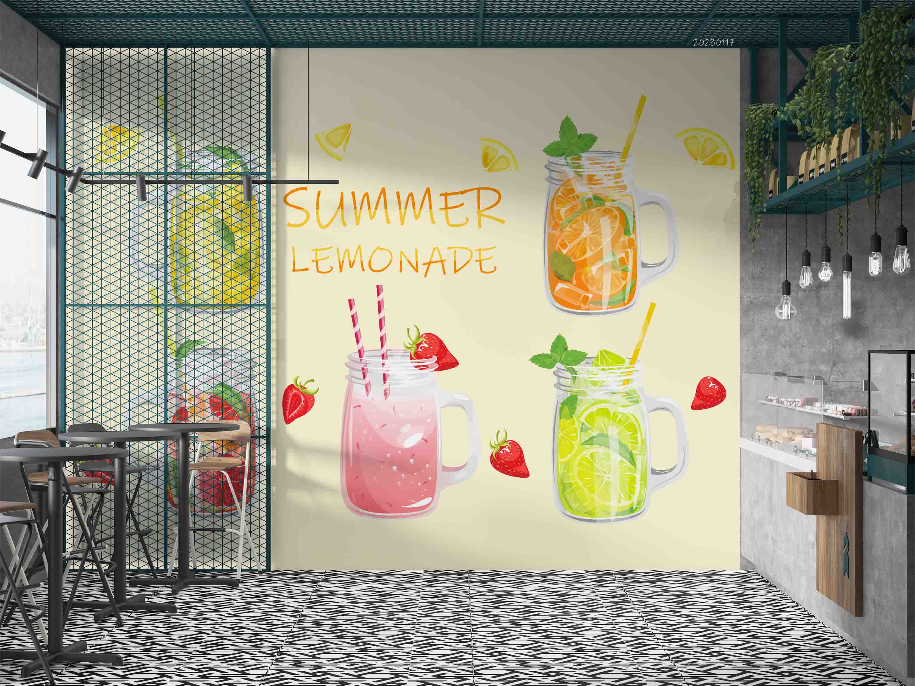 3D Fruit Tea Bubble Tea Pearl Tea Milk Tea Shop Wall Mural Wallpaper JN 16- Jess Art Decoration