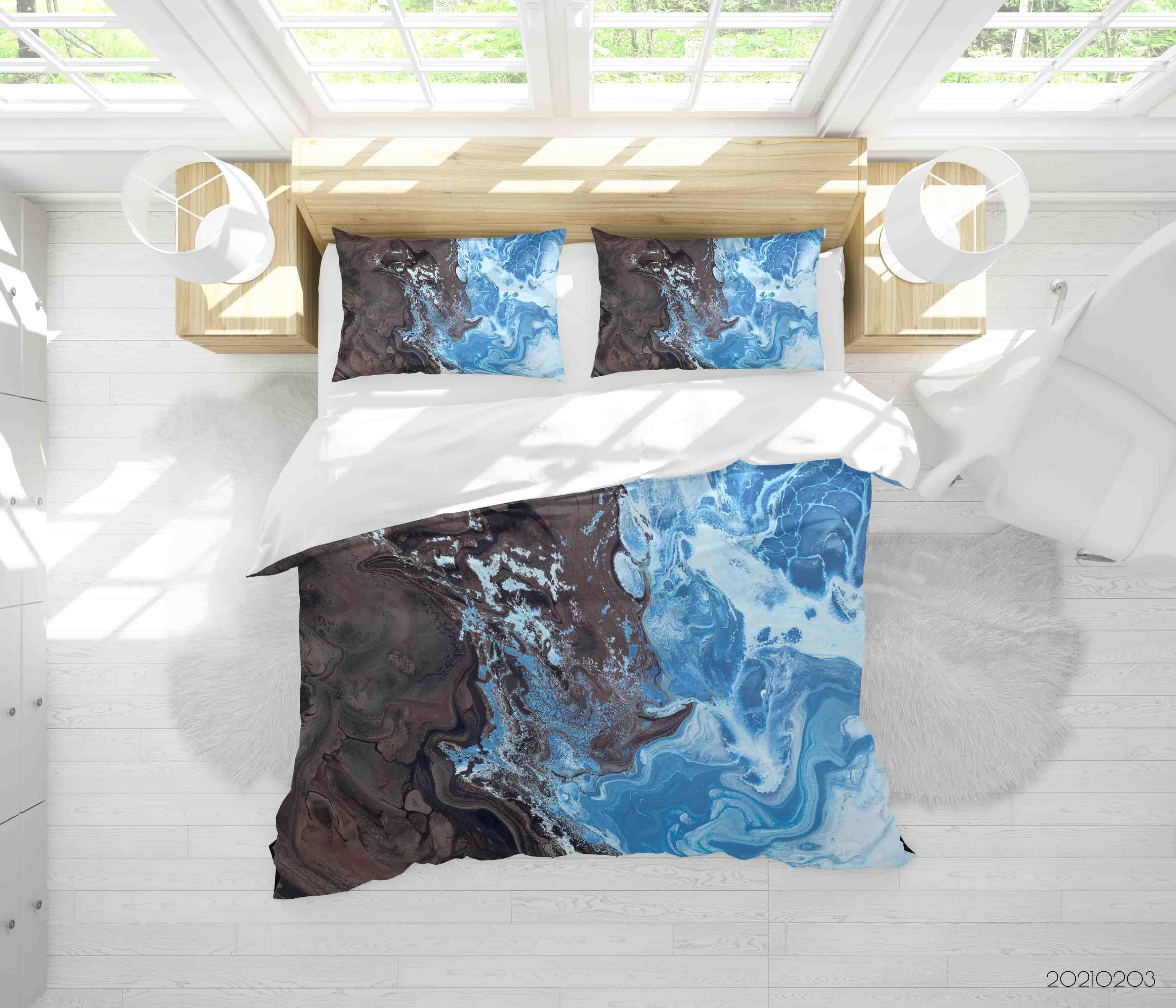 3D Abstract Blue Black Marble Texture Quilt Cover Set Bedding Set Duvet Cover Pillowcases 99- Jess Art Decoration