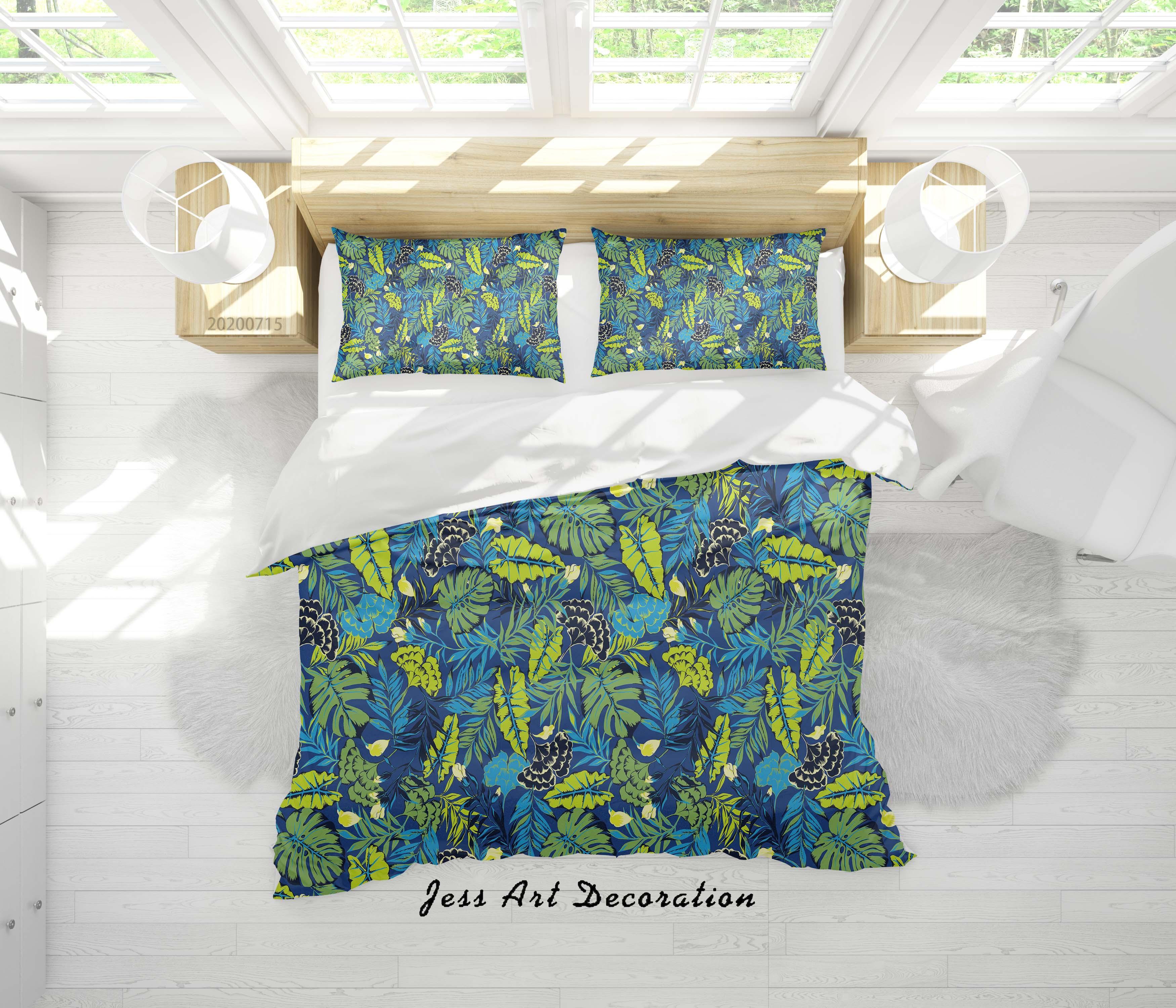 3D Colourful Plant Leaves Floral Pattern Quilt Cover Set Bedding Set Duvet Cover Pillowcases WJ 3864- Jess Art Decoration