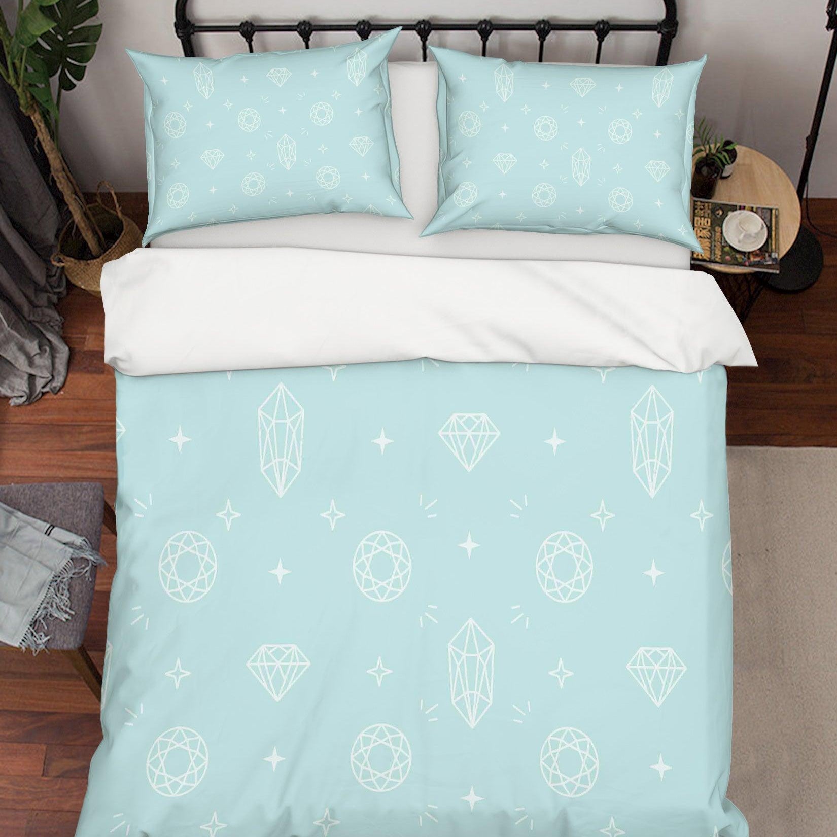 3D White Diamonds Decorative Pattern Quilt Cover Set Bedding Set Pillowcases 77- Jess Art Decoration