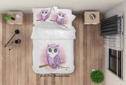 3D White Owl Quilt Cover Set Bedding Set Duvet Cover Pillowcases SF83- Jess Art Decoration