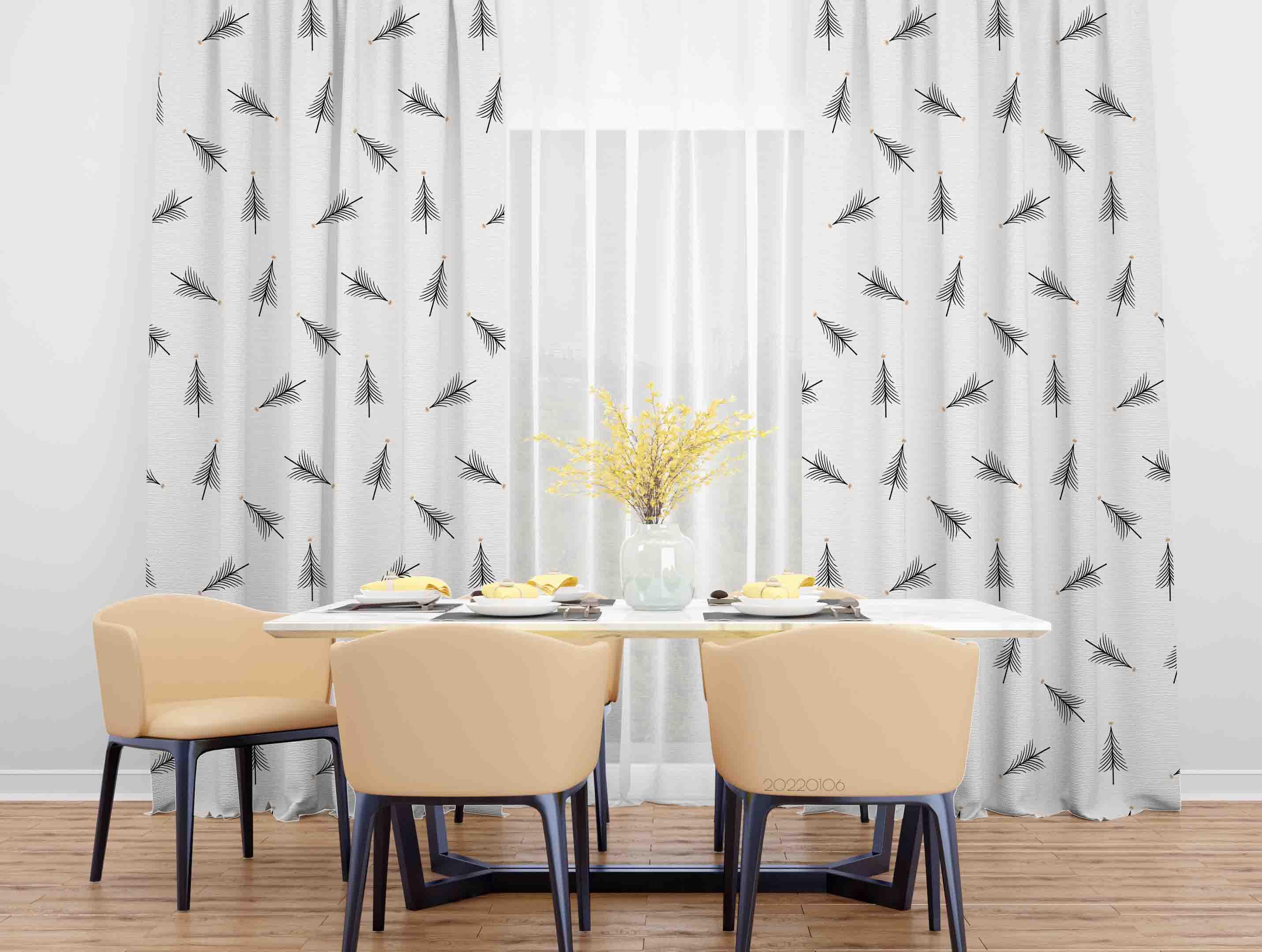 3D Simple Black Tree Illustration Curtains and Drapes GD 158- Jess Art Decoration