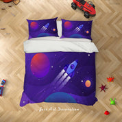 3D Planet  Astronaut Spaceship Quilt Cover Set Bedding Set Duvet Cover Pillowcases WJ 9386- Jess Art Decoration