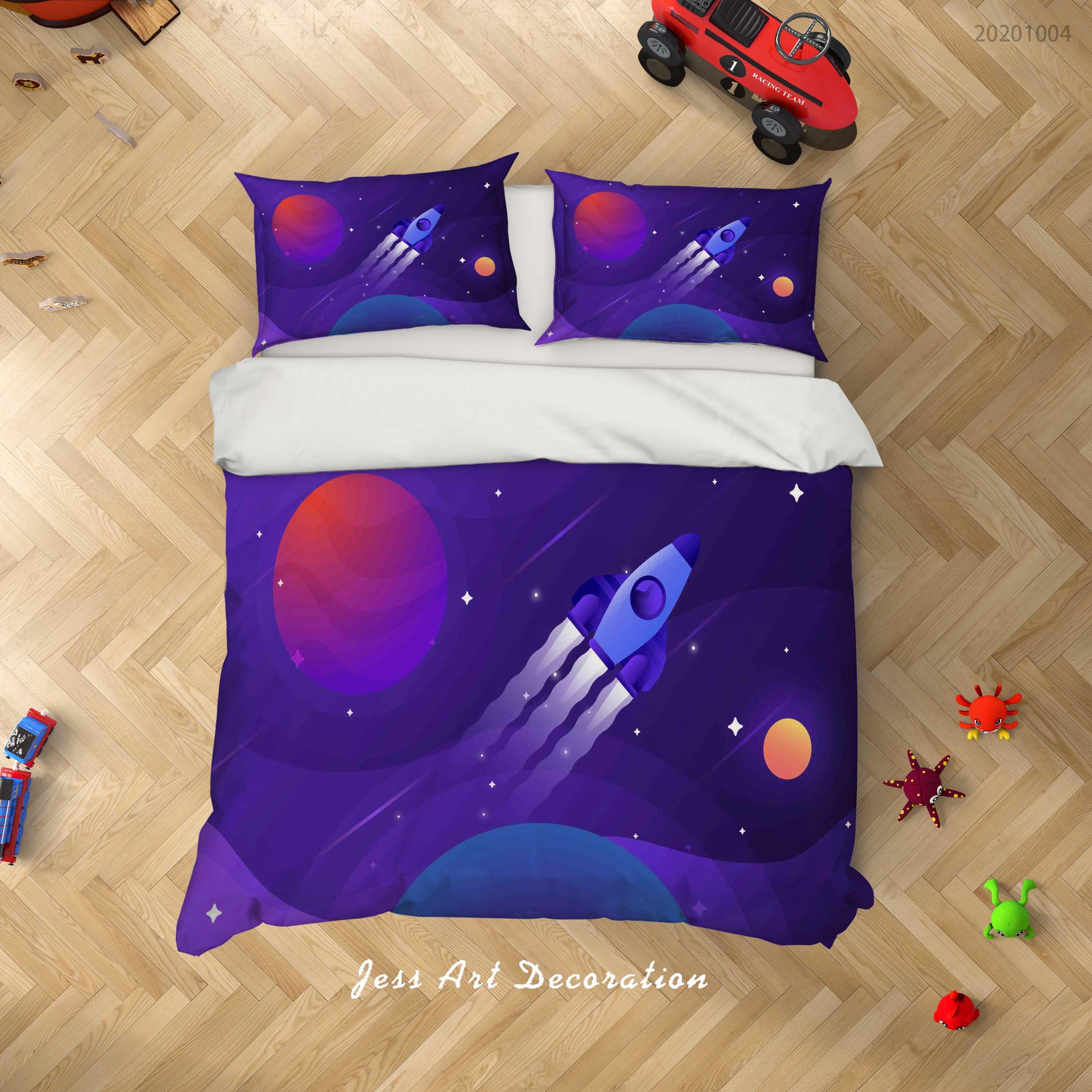 3D Planet  Astronaut Spaceship Quilt Cover Set Bedding Set Duvet Cover Pillowcases WJ 9386- Jess Art Decoration