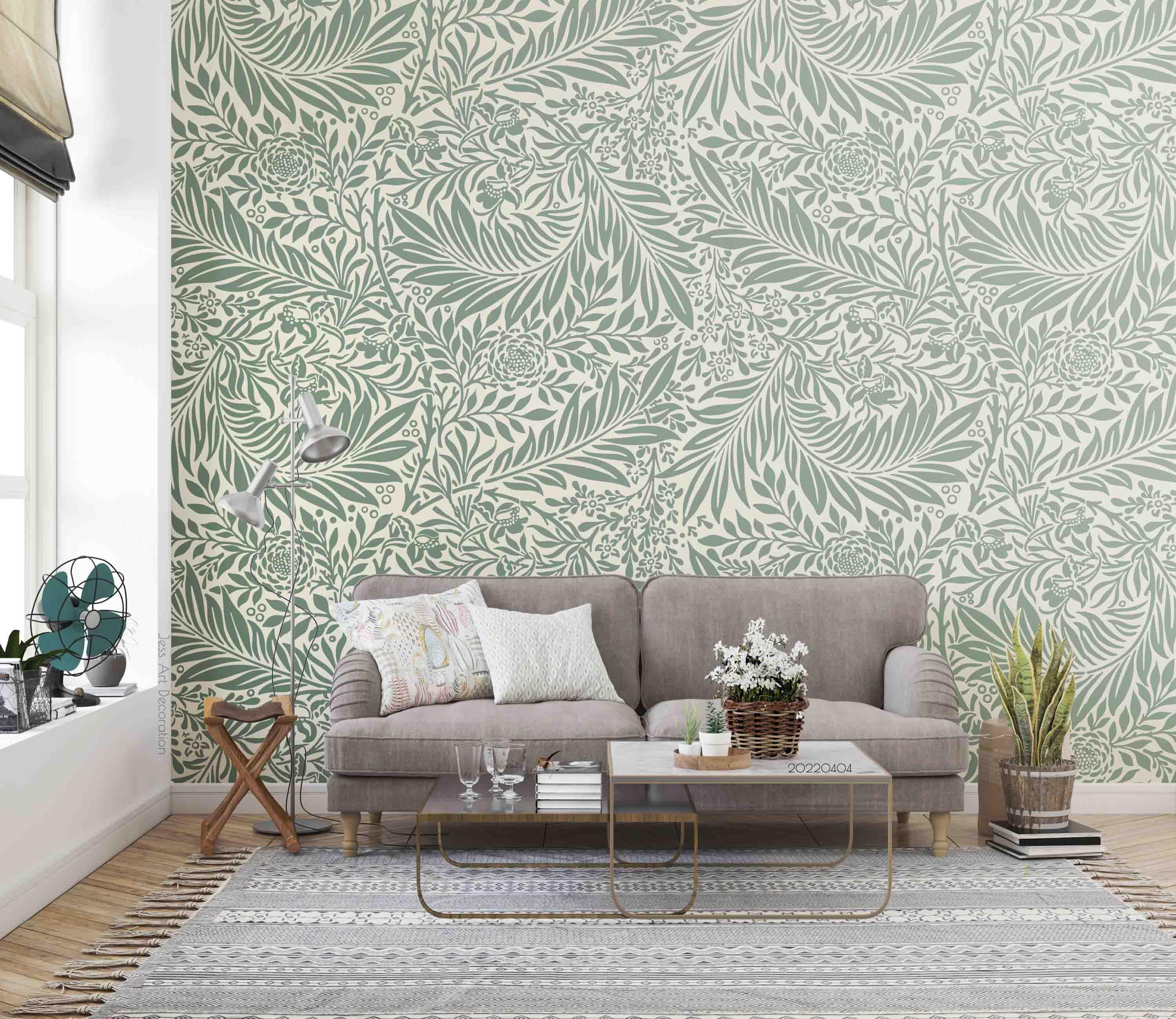 3D Vintage Plants Leaf Pattern Wall Mural Wallpaper GD 4002- Jess Art Decoration