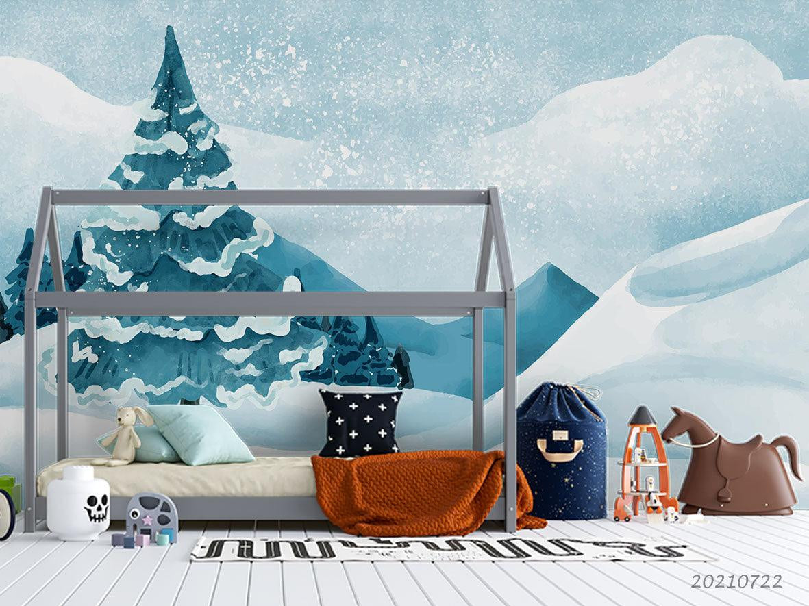 3D Watercolor Winter Forest Landscape Wall Mural Wallpaper LQH 339- Jess Art Decoration