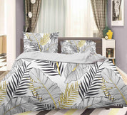 3D Grey Leaves Quilt Cover Set Bedding Set Pillowcases 53- Jess Art Decoration