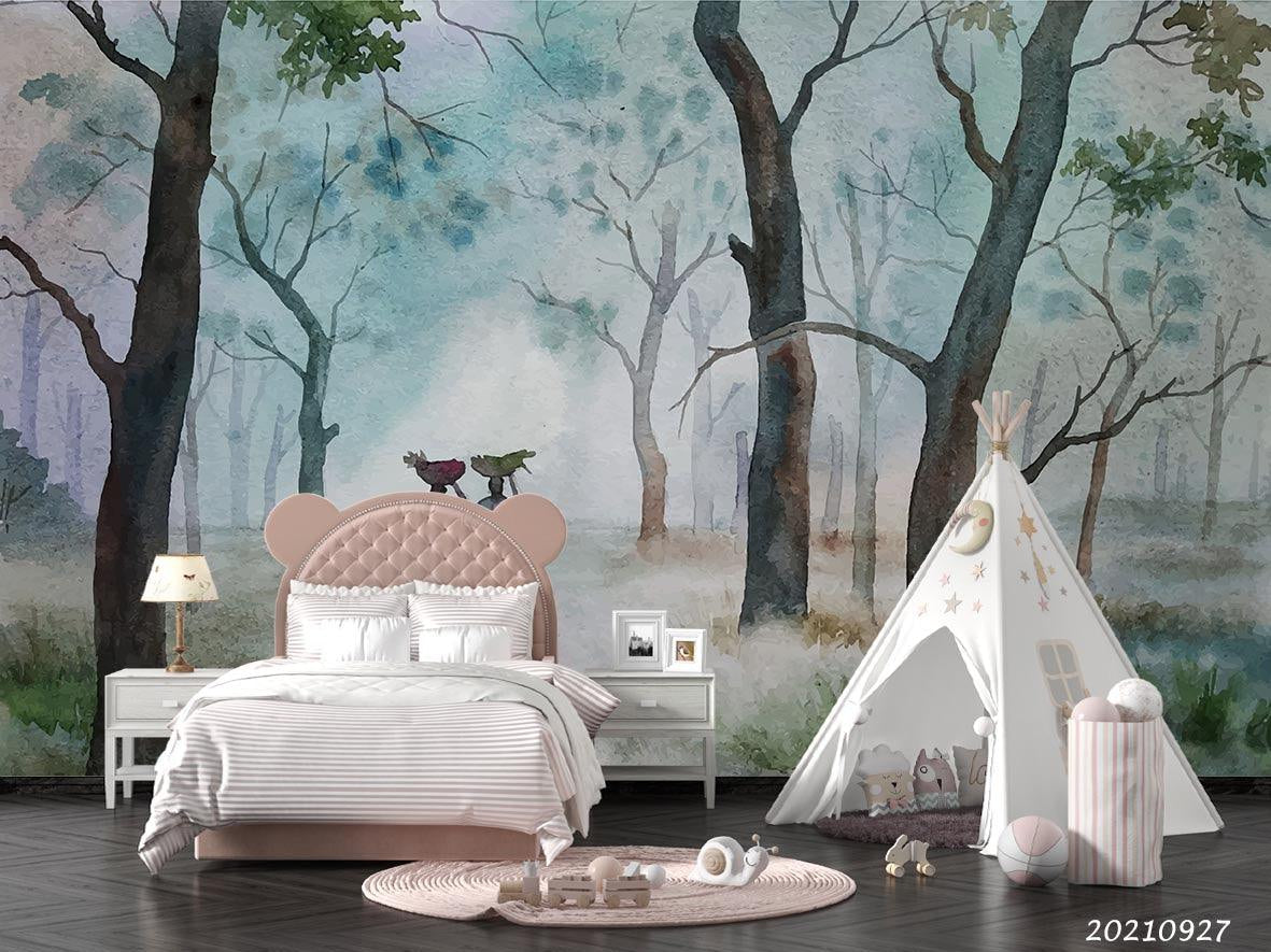 3D Tree Nature Landscape Oil Painting Wall Mural Wallpaper LQH 163- Jess Art Decoration