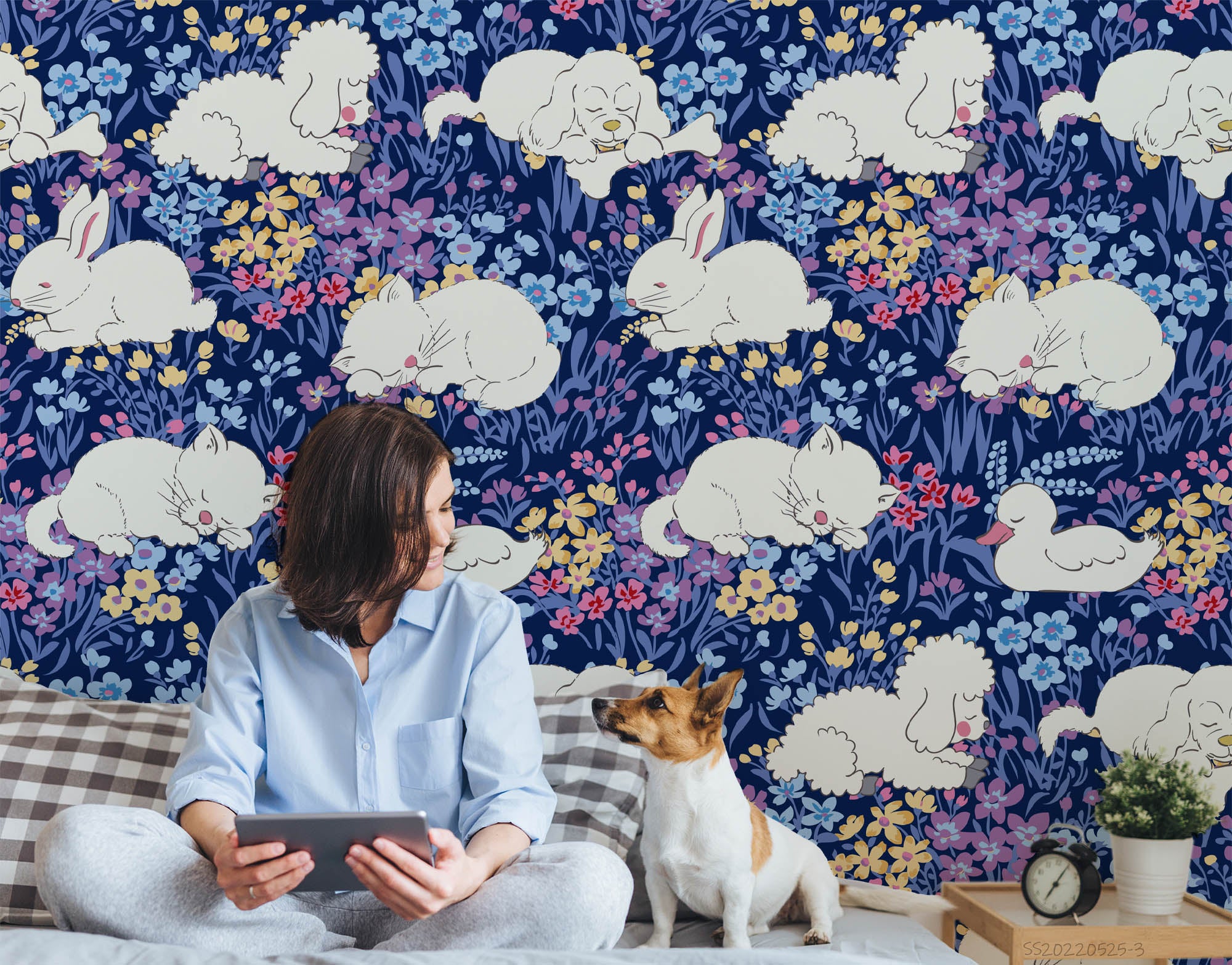 3D Cartoon Cute Animal Colorful Floral Wall Mural Wallpaper GD 334- Jess Art Decoration