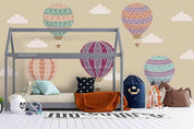 3D Hand Drawn Hot Air Balloons Cloud Wall Mural Wallpaper WJ 6797- Jess Art Decoration