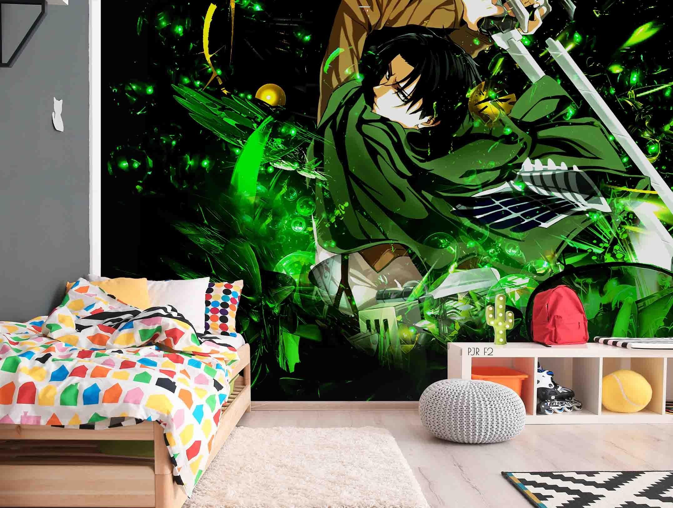 3D Double Swords Anime Boy green sword anime boy mural wall mural wallpaper for teen room - view 2