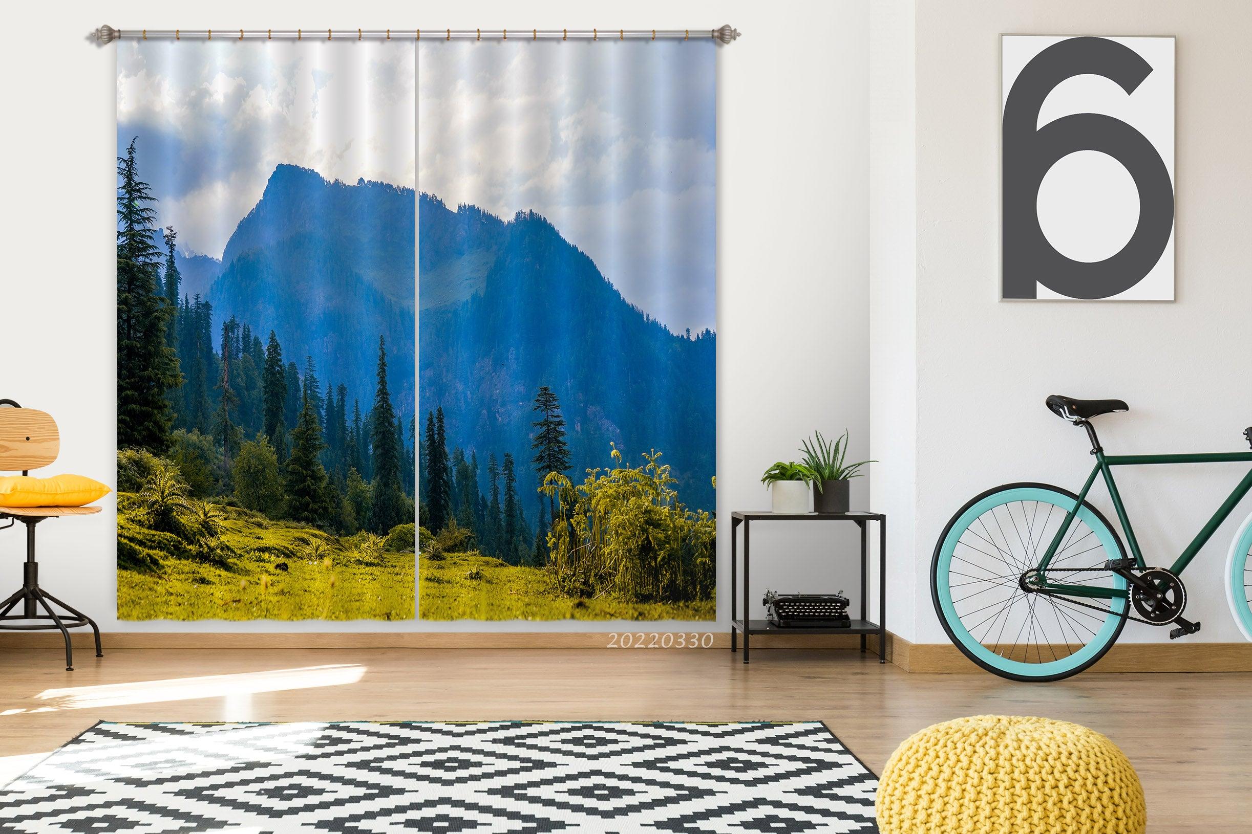 3D Landscape Mountain Forest Fir Curtains and Drapes GD 3650- Jess Art Decoration