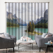3D Woods Mountain Peak River Scenery Curtains and Drapes GD 2695- Jess Art Decoration