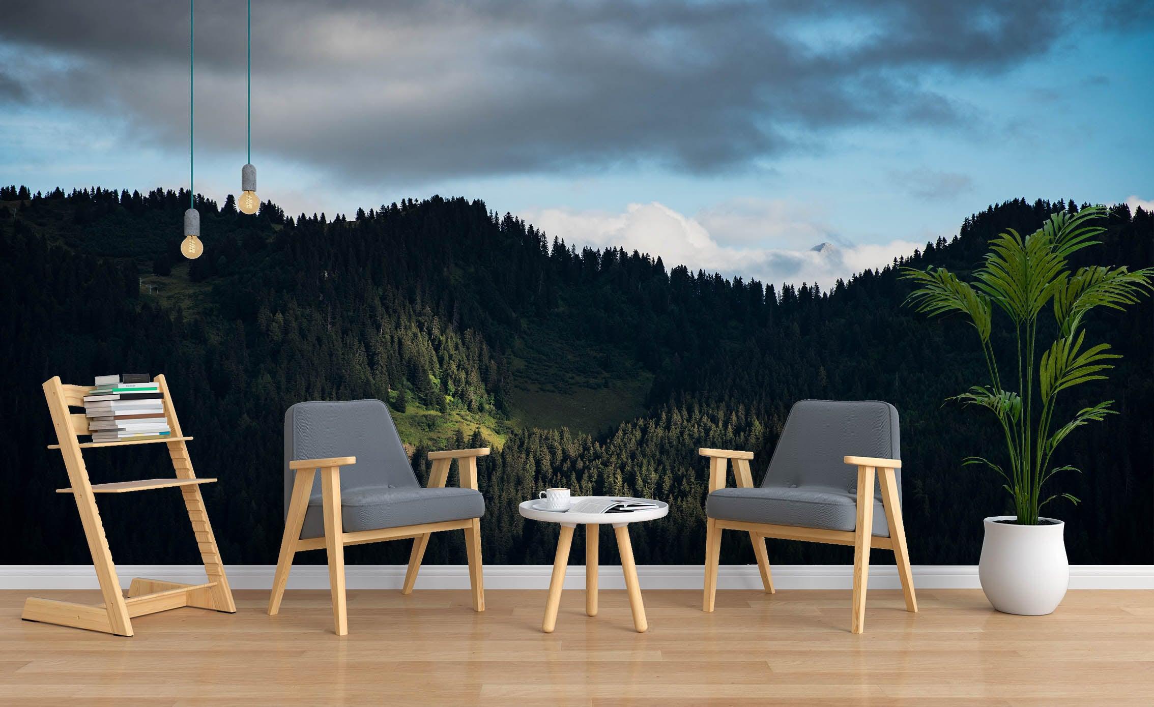 3D Blue Sky Mountain Forest Wall Mural Wallpaper 73- Jess Art Decoration