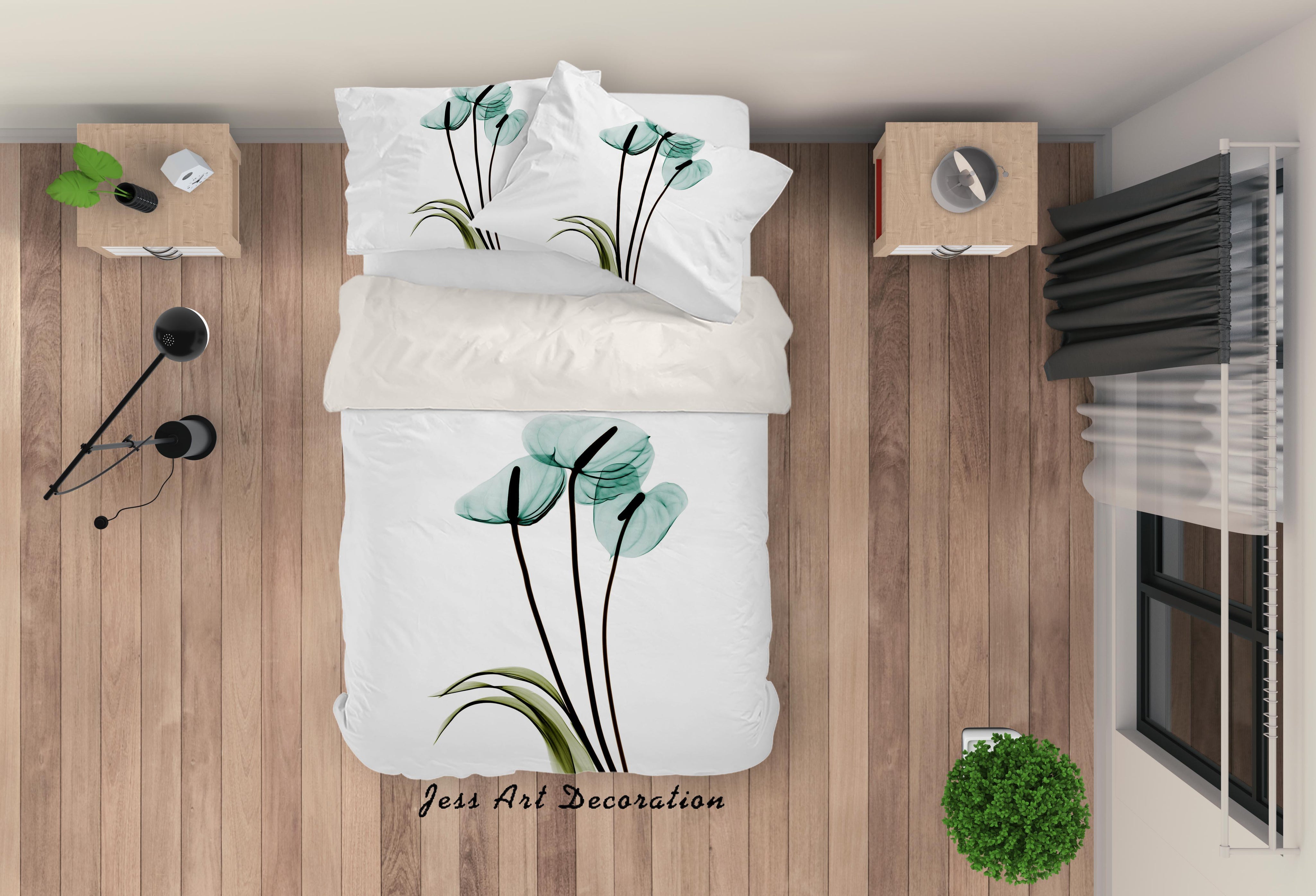 3D White Floral Quilt Cover Set Bedding Set Pillowcases 03- Jess Art Decoration