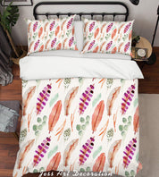 3D Watercolor Feathers Quilt Cover Set Bedding Set Pillowcases 86- Jess Art Decoration