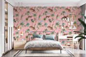 3D Watercolor Palm Tree Animals Wall Mural Wallpaper GD 1663- Jess Art Decoration