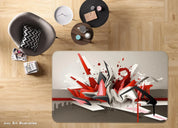 3D Abstract Red Graffiti Background Non-Slip Rug Mat A076 LQH- Jess Art Decoration