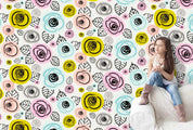 3D Colorful Cartoon Flowers Simple Pen Wall Mural Wallpaper 102- Jess Art Decoration