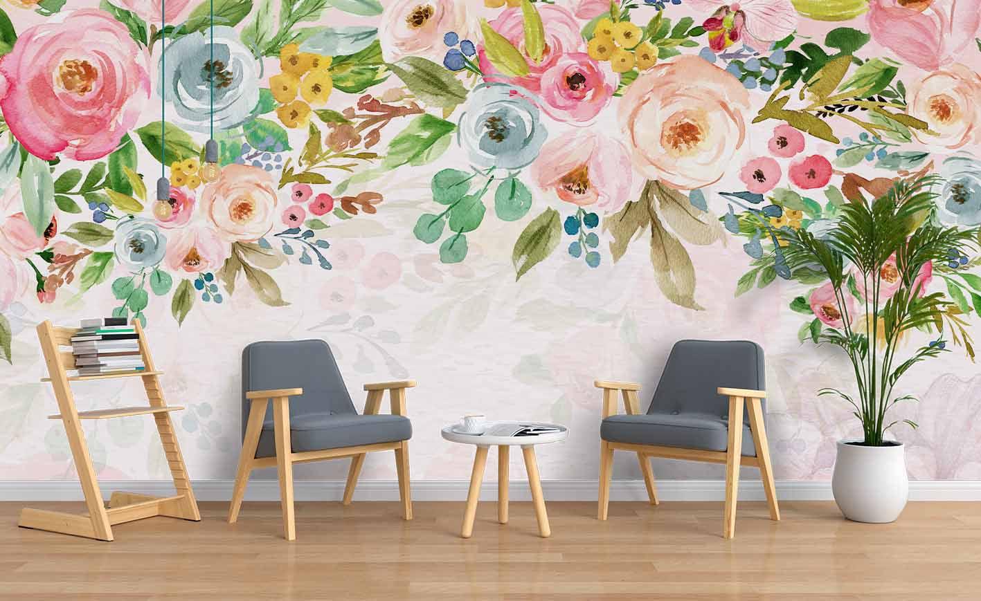 3D Watercolor Pink Floral Wall Mural Wallpaper 59- Jess Art Decoration