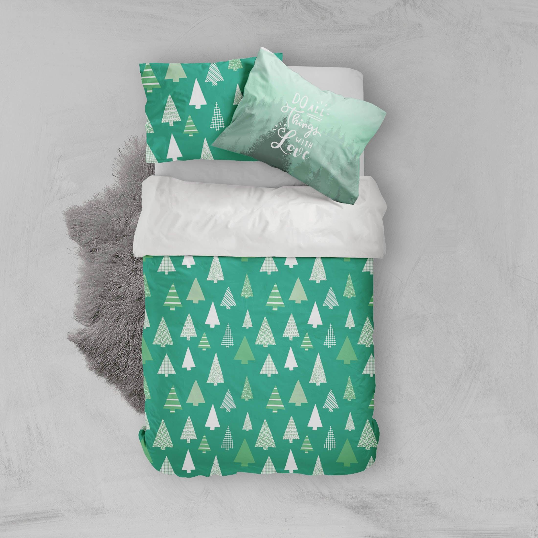 3D Stick Figure Pine Trees Green Quilt Cover Set Bedding Set Pillowcases 10- Jess Art Decoration