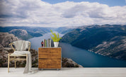 3D Blue Sky Clouds Mountain River Wall Mural Wallpaper 155- Jess Art Decoration