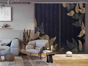 3D Hand Drawn Black Leaf Pattern Curtains and Drapes LQH 126- Jess Art Decoration