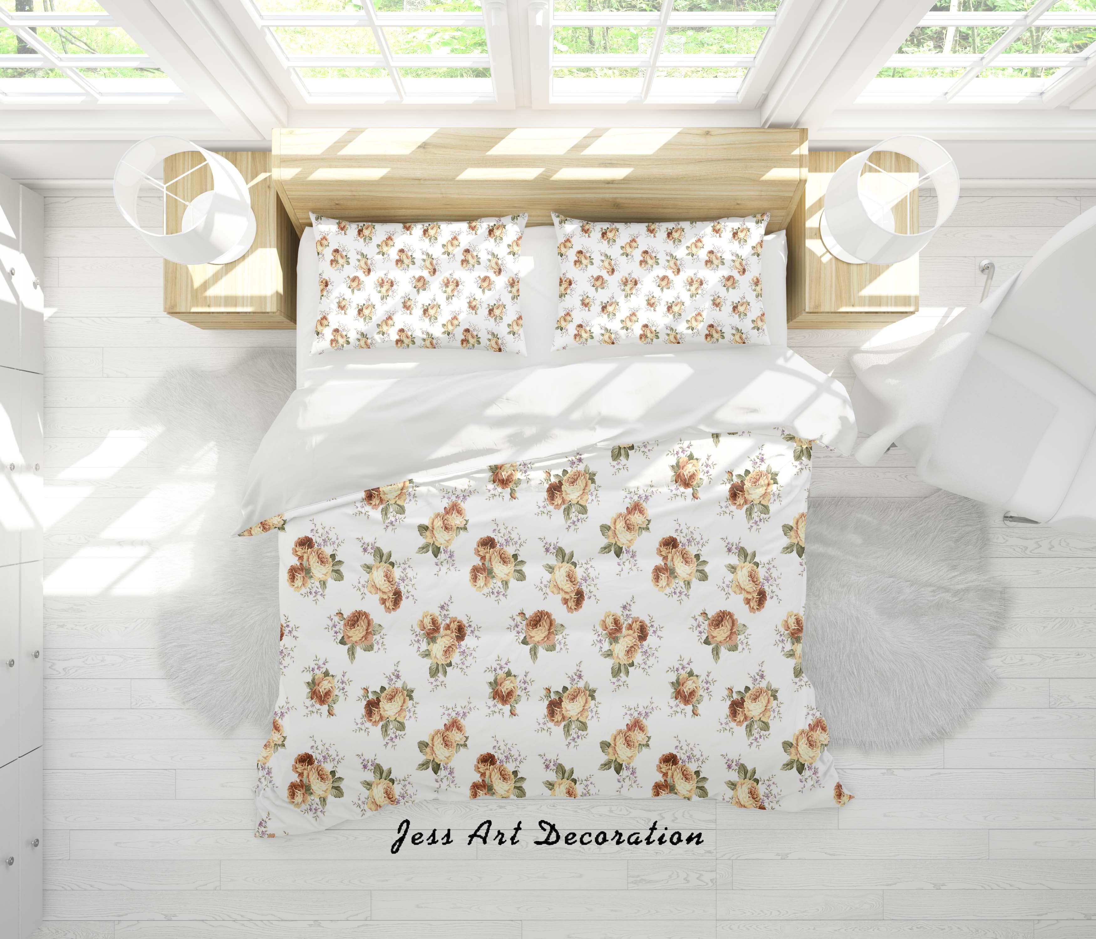 3D White Flowers Quilt Cover Set Bedding Set Duvet Cover Pillowcases SF142- Jess Art Decoration