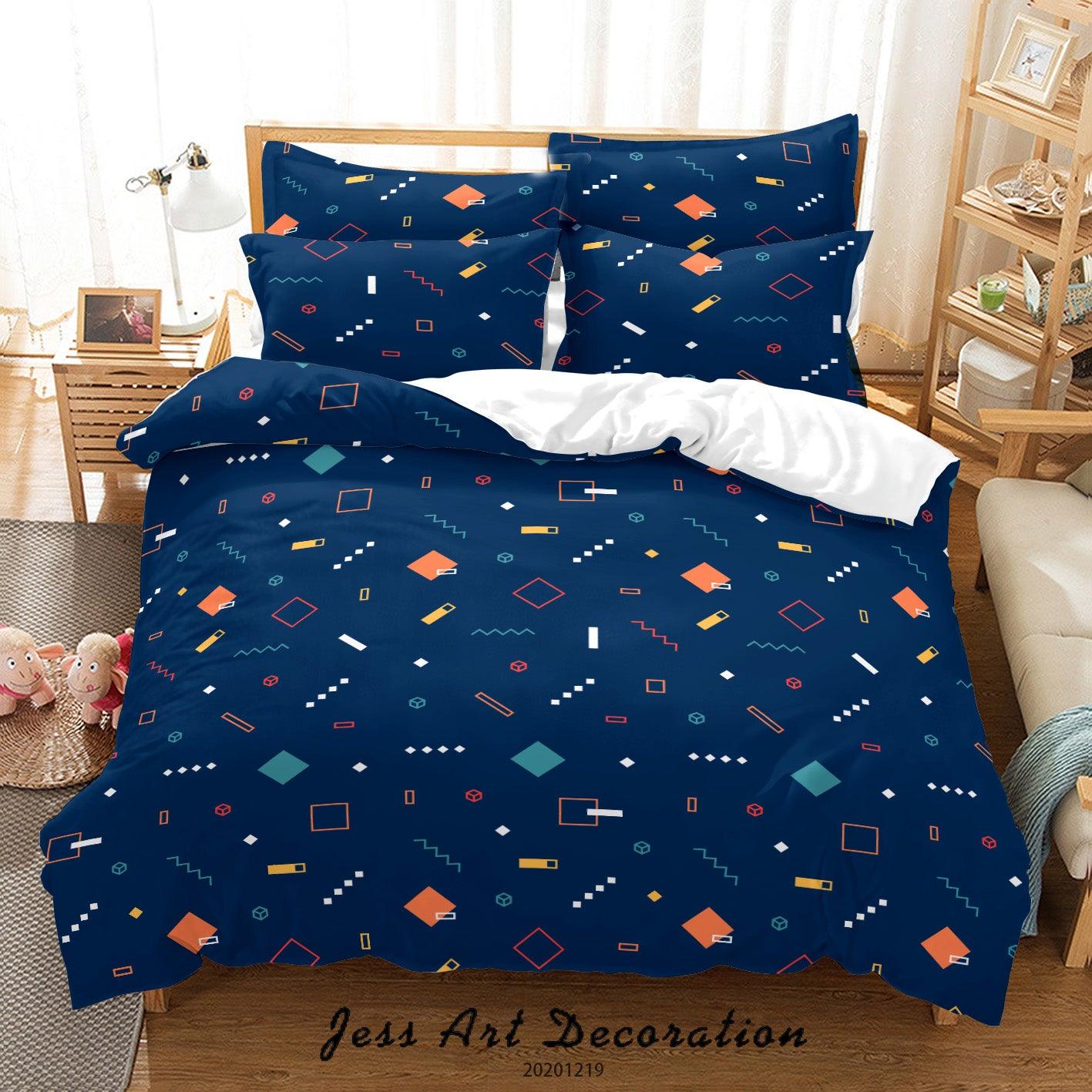 3D Abstract Geometric Pattern Quilt Cover Set Bedding Set Duvet Cover Pillowcases 90- Jess Art Decoration