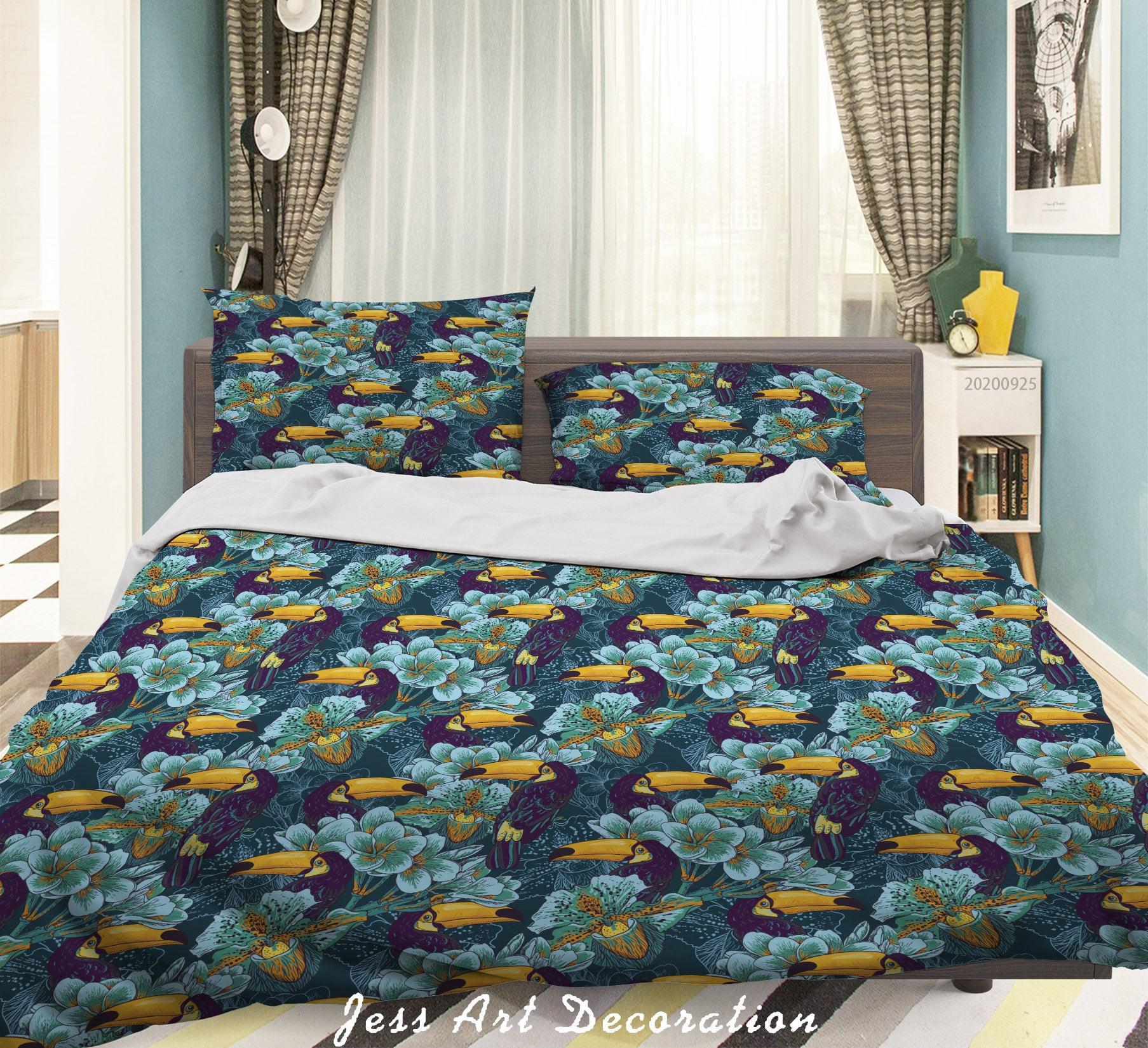 3D Cartoon Animal Floral Bird Pattern Quilt Cover Set Bedding Set Duvet Cover Pillowcases WJ 6417- Jess Art Decoration