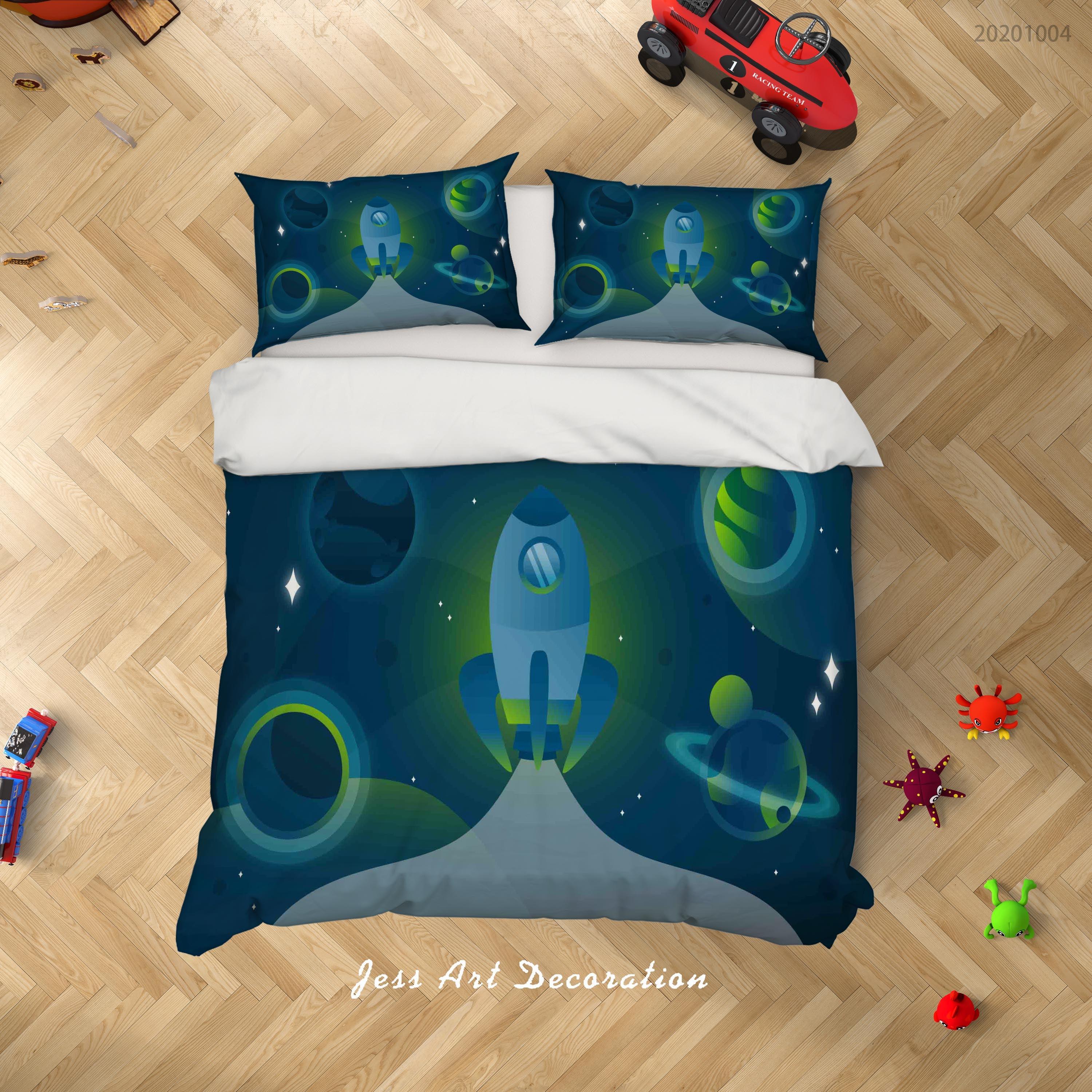 3D Planet  Astronaut Spaceship Quilt Cover Set Bedding Set Duvet Cover Pillowcases WJ 9391- Jess Art Decoration