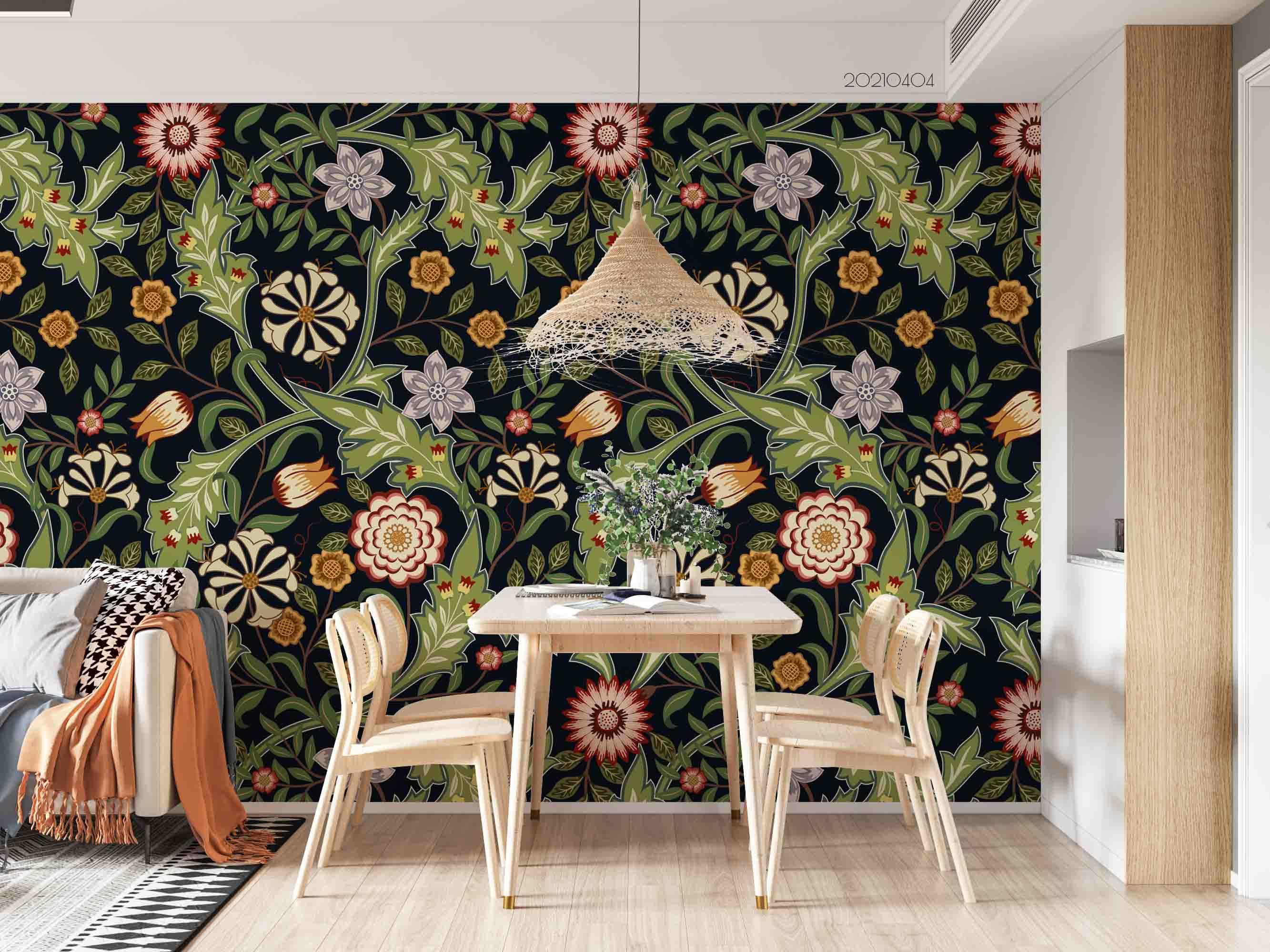 3D Vintage Green Leaf Floral Wall Mural Wallpaper GD 3971- Jess Art Decoration